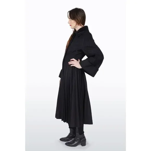 Vintage 50's Black Wool Fitted Princess Coat w/ Huge Pleated Sleeves Lilli Ann M